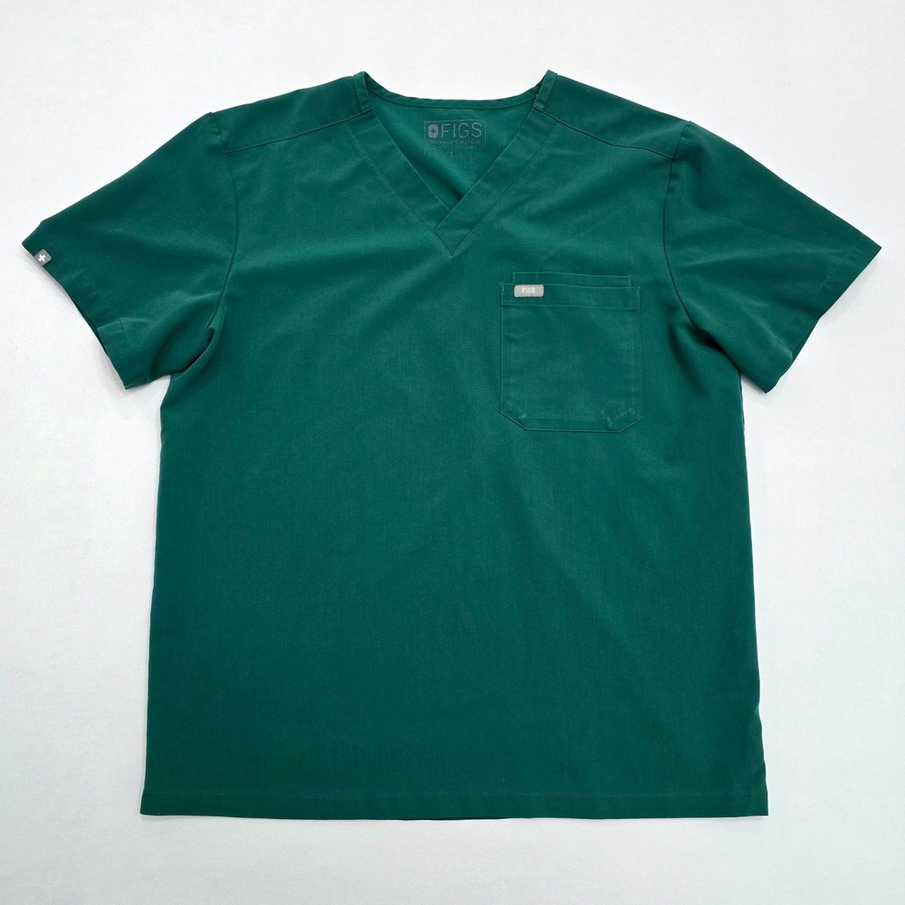 FIGS Mens Hunter Green V-Neck Scrub Top Technical Collection FM1500 Large